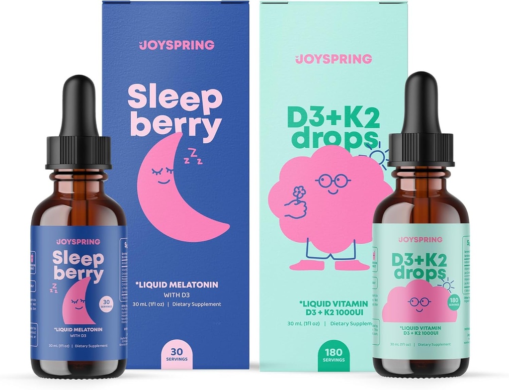 JoySpring D3 K2 vitamiin lastele võib toetada tervislikku immuunsüsteemi D-vitamiini lastele ja vedelat melatoniini lastele unetoetus