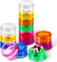 Sieral 7 päeva Stackable Pill Korraldajad 7 osad Ümar pillid Karbid Torn Nädal Vitamiin Individuaalne ladustamine Konteinerid Reisijuhtumid Lids ravimeid, vitamiine ja toidulisandeid (2 komplekti)
