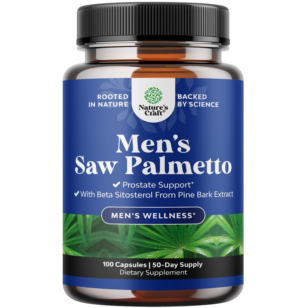 Loodused Craft Saw Palmetto meestele Beta Sitosterol - Saw Palmetto ekstrakt eesnäärme tervise täiendus meeste põie kontroll ja eesnäärme tugi - juuste täiendamine