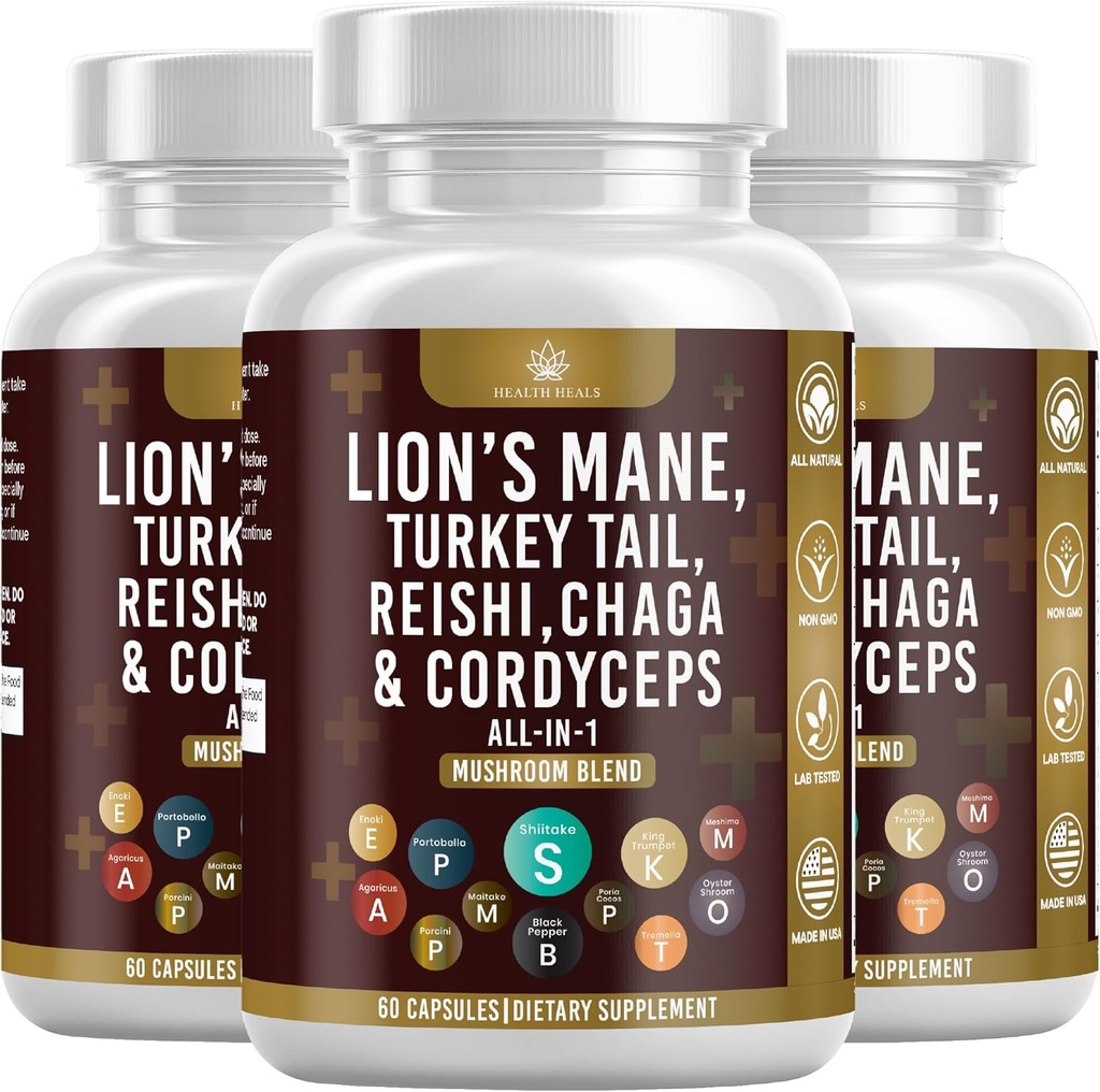 Seenelisa koos Lõvi Mane Türgi saba Reishi Cordyceps Chaga vahukommi juur - 180 krahv