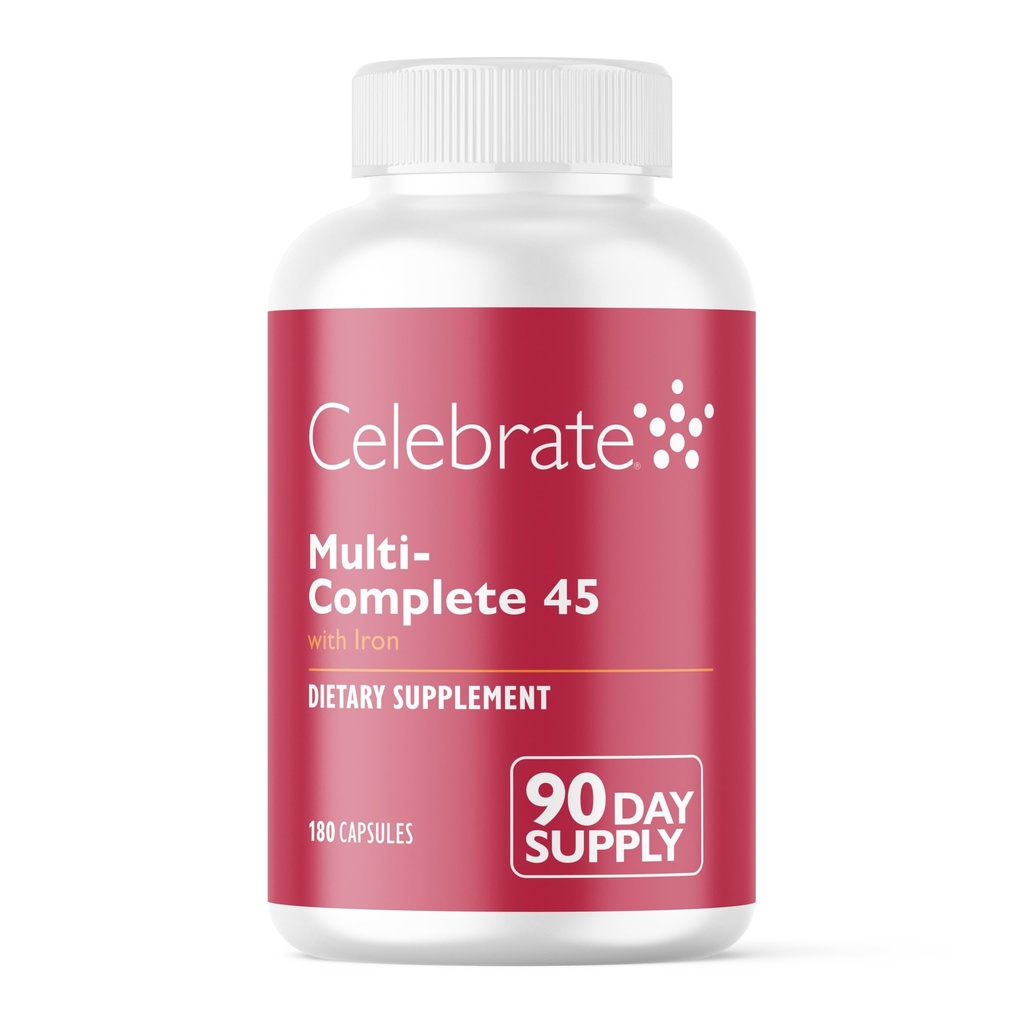 Tähistage vitamiine Multi-täielik, 45mg Raud - igapäevane bariaatriline multivitamiin varrukate gastrektoomia ja mao möödavoolukirurgia patsientidele - olulised vitamiinid ja mineraalid (180 kapslit)