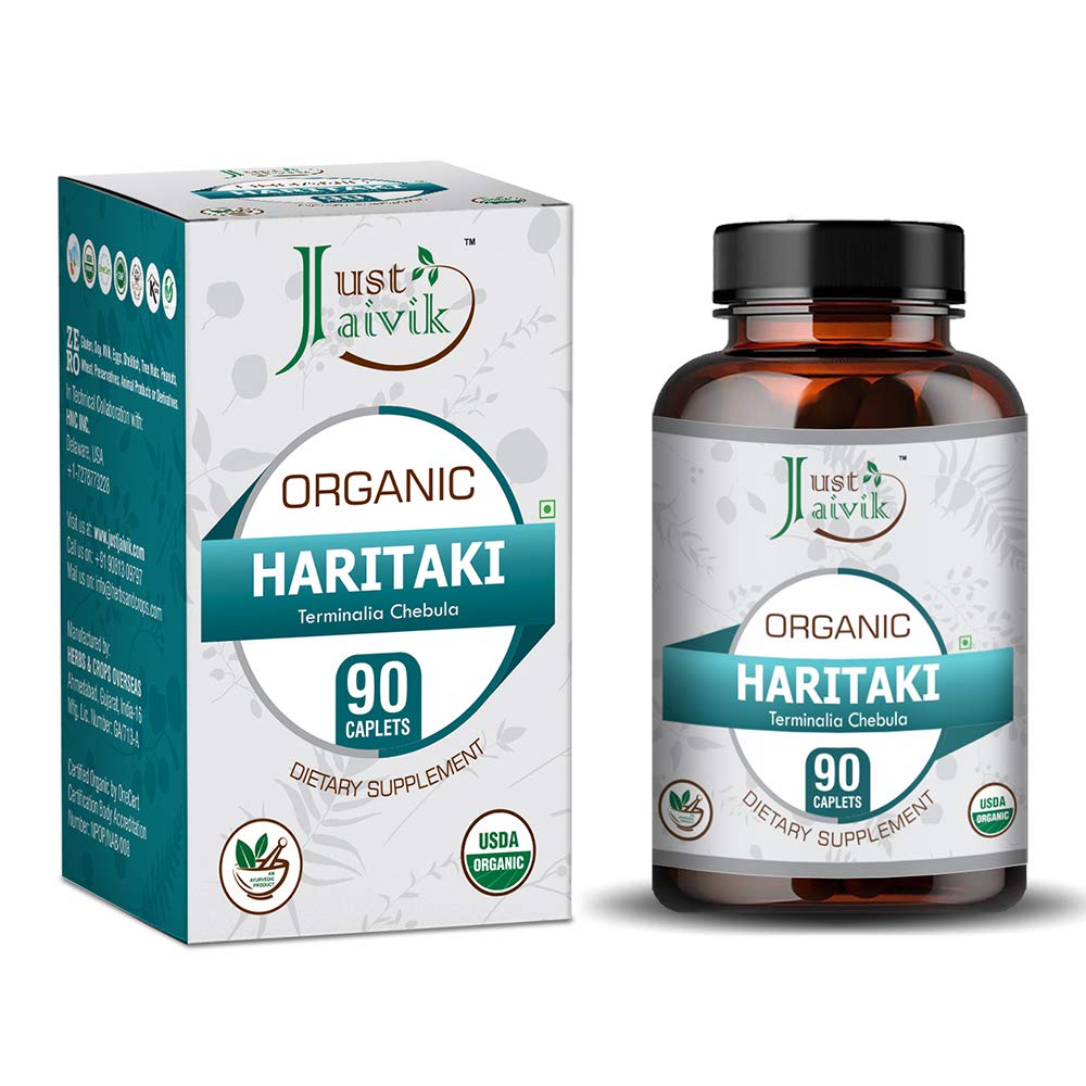 Just Jaivik Organic Haritaki (Terminalia Chebula) - 750 mg (90 tabletti) | Dietary Supplements for Detoxification & noorendamine Vata