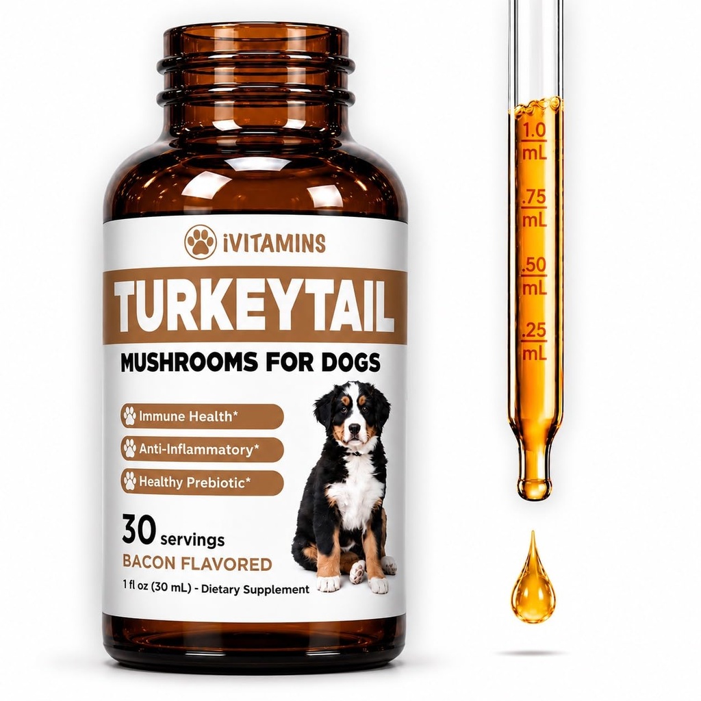 Türgi saba seene koertele | Aitab tugevdada immuunsüsteemi, on tervislik prebiootikum, & palju muud | Türgi saba koertele | Seened koertele | Koerte seenelisandid | 1 fl oz
