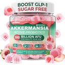 Akkermansia probiootikumid Gummies koos prebiootikumidega Fiber, 300 miljardit AFU Akkermansia Muciniphila, koos polüfenooli puuviljadega, vastupanu tärklis, vitamiin A3 B2 ainevahetusele, seedetraktile ja soolestiku tervisele, 1Pack