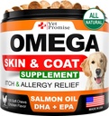 Omega 3 koertele - Naha ja mantli lisand - Kalaõli koertele närib - Allergia ja Itch Relief - Anti Shedding Supplement - Kuiv nahahooldus - Lõheõli - valmistatud USA-s - 120 pehmet ravimit