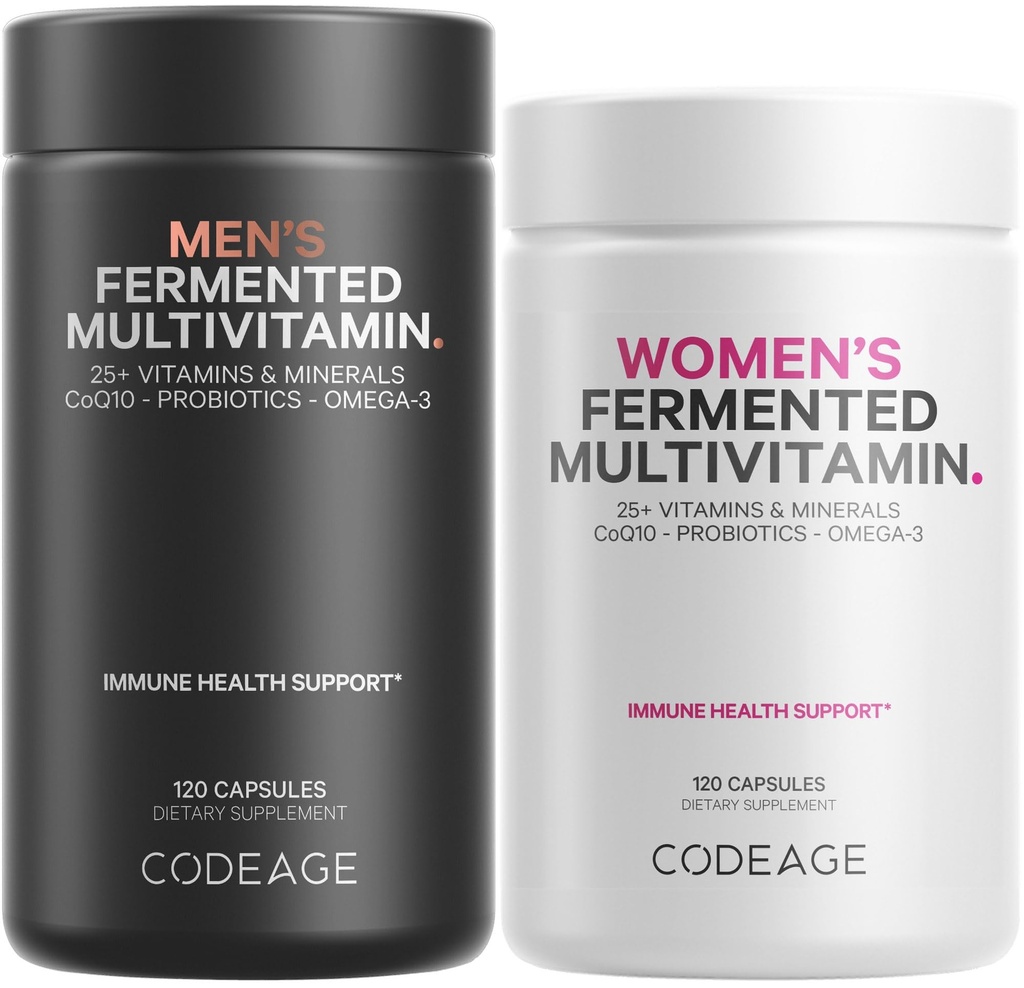 Igapäevane multivitamiinipakett: naiste ja meeste multivitamiinid, B-vitamiinid, probiootikumid, toidupõhised segud, 120 kapslit pudeli kohta