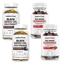 ORGANICS LOODUS Musta seemne õlikapslid (2 pudelit) ja merisamblakummid (2 pudelit) | Vegan Softgels, juustele, nahale, südamele, liigestele, kopsude detox, energia, lima selge, kilpnääre, seedimine Omega 3s