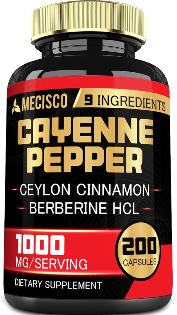 Cayenne piparkapslid kurkumiini juurega, Berberine HCl, Ceylon Cinnamon Bark & More - 200 kapslit - seedimise toetamine Tervis, immuunsüsteem ja keha tasakaal