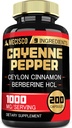 Cayenne piparkapslid kurkumiini juurega, Berberine HCl, Ceylon Cinnamon Bark & More - 200 kapslit - seedimise toetamine Tervis, immuunsüsteem ja keha tasakaal