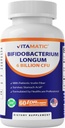 Vitamatic Bifidobacterium Longum 6 miljardit CFU ühe DR-kapsli kohta - 60 loend - soodustab soolestiku tervist - valmistatud prebiootilise inuliini kiudainega