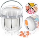 Pill Box, Pill Korraldaja Travel Cute Medicine Korraldaja NO-BPA Niiskuskindel Meditsiinikonteiner Vitamiinid, Kalaõlid, Toidulisandid (valge)