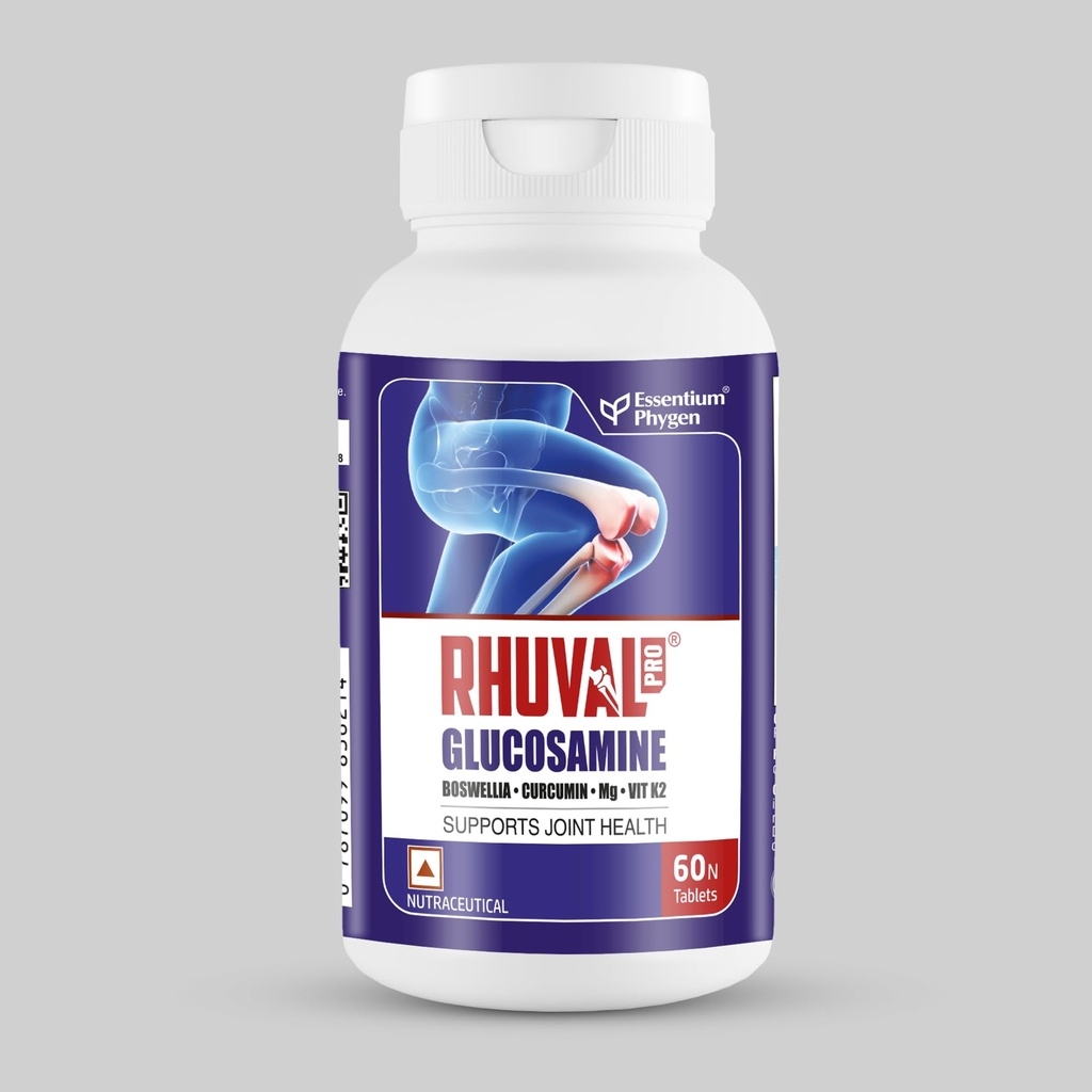 Rhuval Pro Pain Relief Formula 60 Tablets Glucosamine, Boswellia & Curcumin for Joint, Back, Knee & Leg Pain, Stiffness & Mobility Support