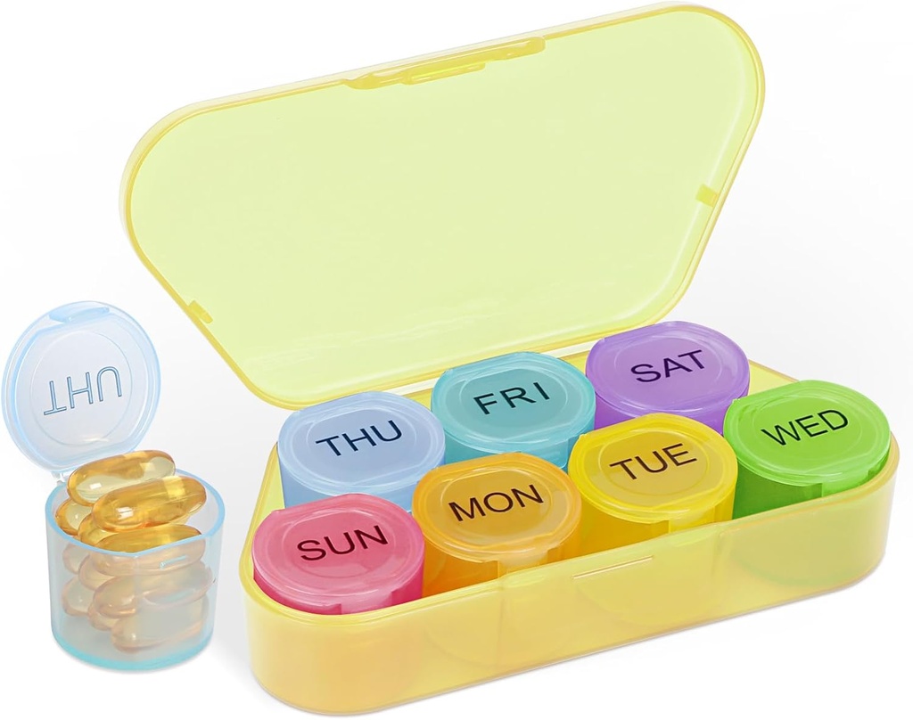 NatureTouch Weekly Pill Organizer, BPA Free Medicine Organizer Rainbow 11 Day Pill Box, Daily Portable Pill Conatainer Pills / Vitamiin / Kalaõli / Lisandid [Viimane versioon],Yellow