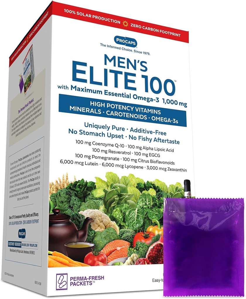 ANDREW LESSMAN Multivitamiinid - Meeste Elite-100 maksimaalse olulise oomega-3 1000 mg 30 paketti - tugevad toitained, olulised vitamiinid, mineraalid, fütotoitained ja karotenoidid. Ei mingeid lisaaineid