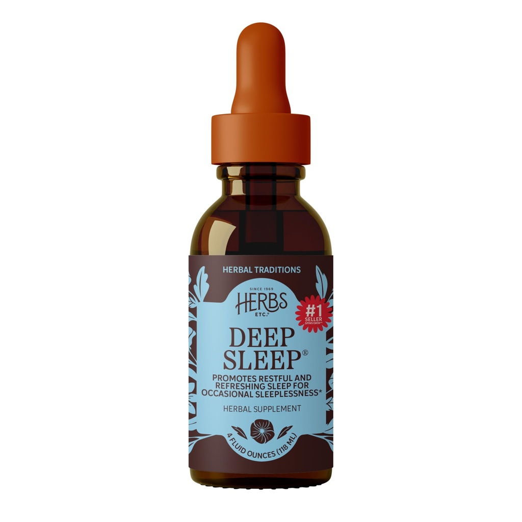 Maitsetaimed Etc. Deep Sleep Classic Vedel Ekstrakt - Taimne täiendus looduslikule ja õrnale unetoele - Restful Sleep Supplement koos Passionflower, Kummel & Sidrun Balm - 4 fl oz (157 Servings)