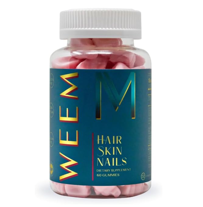 WEEM Hair Skin & Nails Gummies | Vegan Biotin Vitamins for Women & Men | Supports Healthy Hair, Strong Nails & Glowing Skin | Extra Strength Beauty Supplement