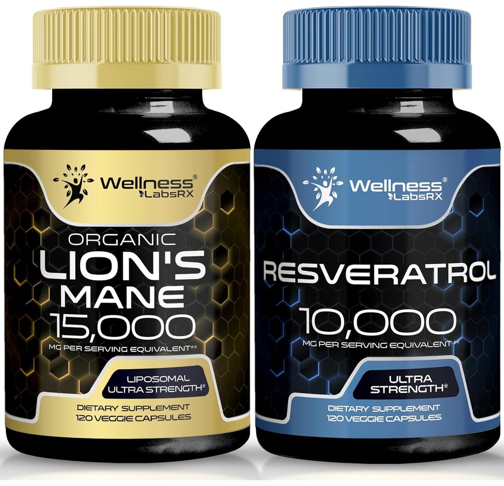 TÄIELIK LABSRX Resveratrooli kapslid 10000 - Lions Mane Supplement kapslid
