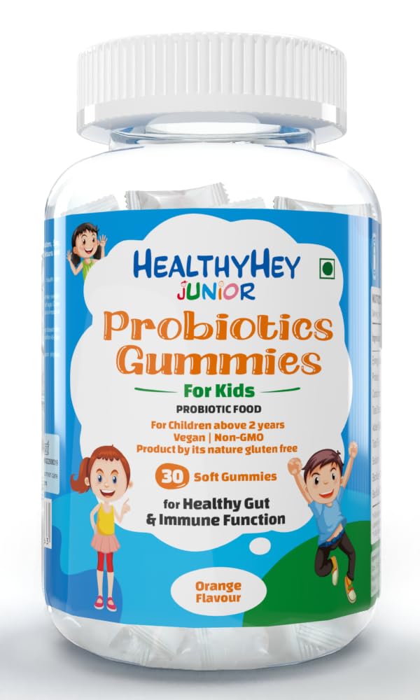 HealthyHey Junior Probiotics Gummies - for Kids - For Healthy Gut Immune Function - Orange Flavour - 30 Soft Gummies