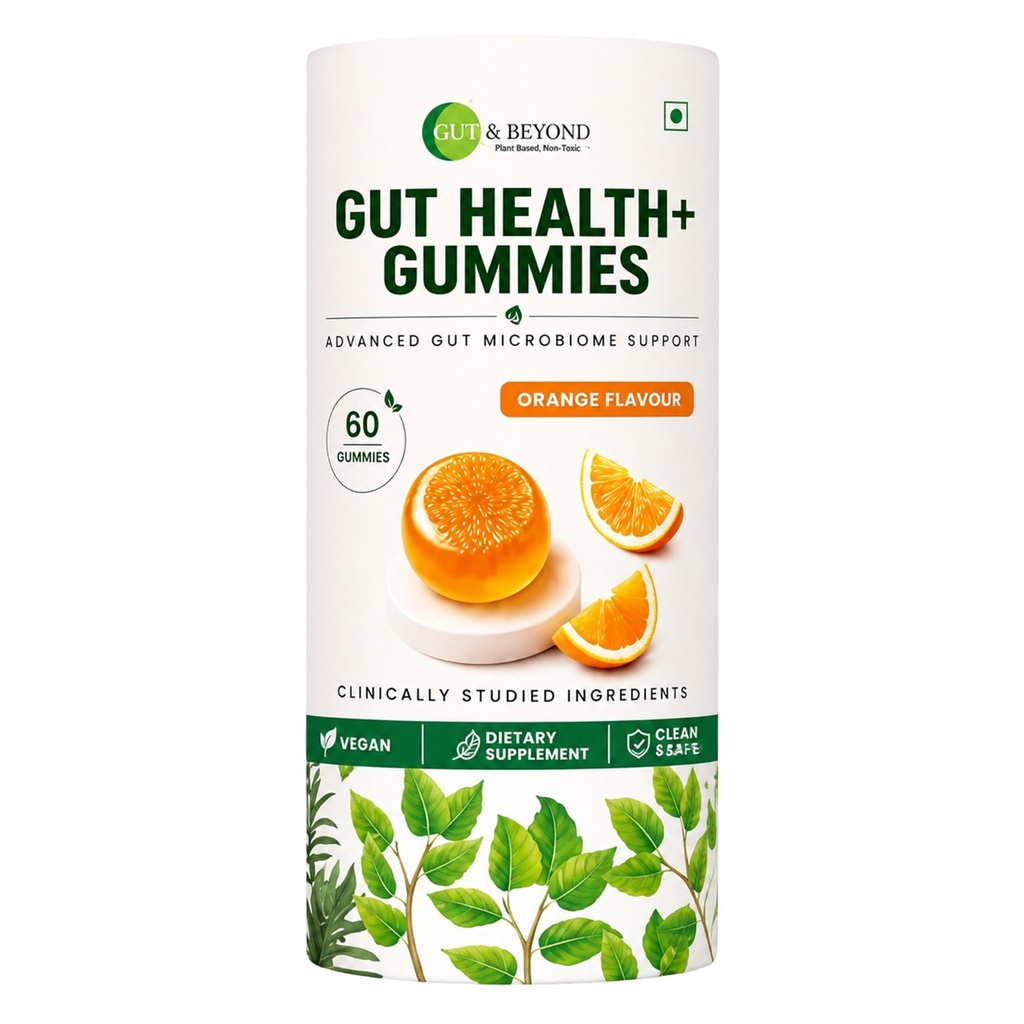 Gut and Beyond Gut Health Gummies 60 Count | Probiotic and Prebiotic Supplement | Relieves Bloating and Gas | Better Digestion and Immunity | Orange Flavour