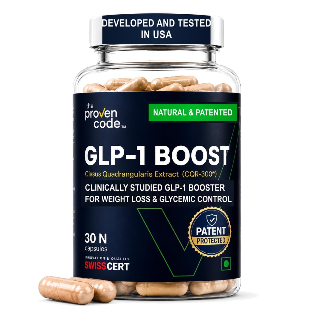 GLP-1 Boost | CQR-300® 300mg | Natural GLP-1 Support Supplement | Appetite Control, Craving Control | Cissus Quadrangularis Extract | 30 Veg Capsules