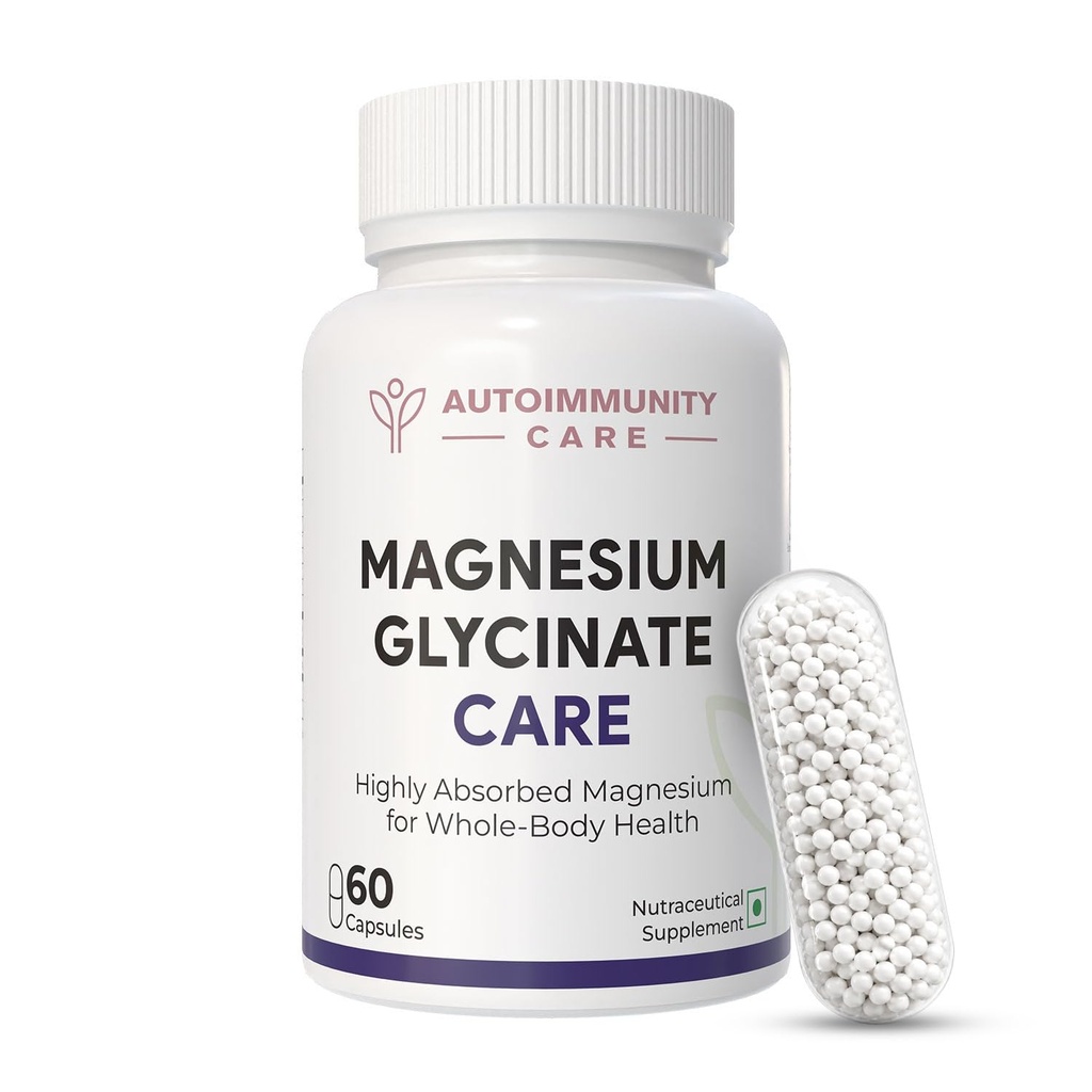Autoimmunity Care Magnesium Glycinate Care – High Absorption Magnesium Bisglycinate Supplements, Magnesium Complex for Men & Women, Sleep Supplement, Muscle Cramps, Bone & Heart Support, 60 Caps