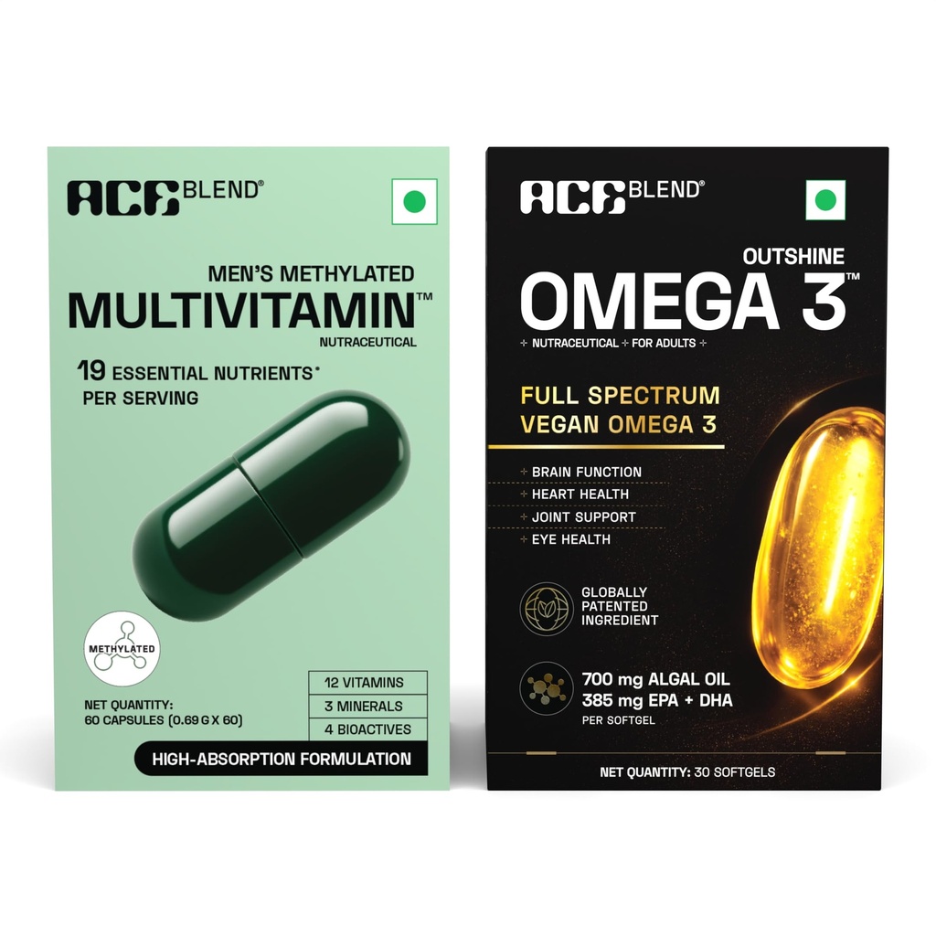 Ace Blend Vegan Omega 3 + Multivitamin Combo for Men