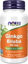 NOW Foods Supplements, Ginkgo Biloba 60 mg, 24% Standardized Extract, Non-GMO Project Verified, 60 Veg kapslid