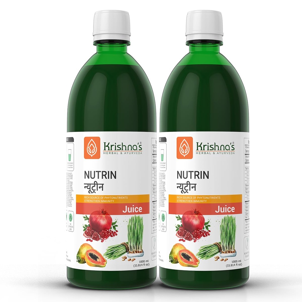 Krishna's Nutrin Juice, Rich Source Of Nutrients, No Artificial Colors or Flavors - 1000 ml Each (Pack of 2)