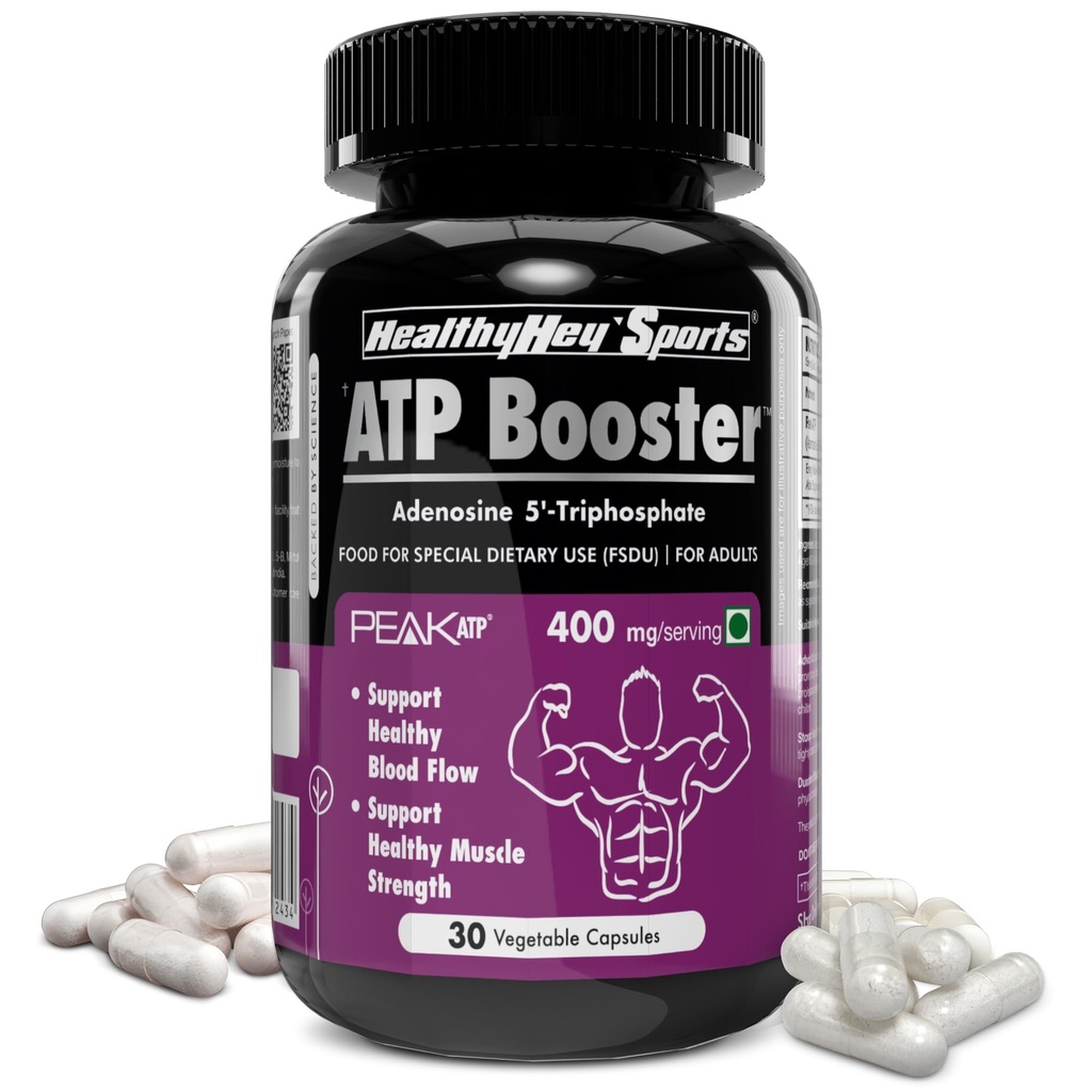 HealthyHey Sports ATP Booster - 400mg per serving - 30 Vegetable capsules