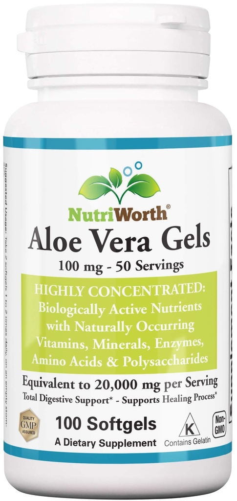 Aloe Vera täiendus (100 softgels) 20 000mg puhas geel ekvivalentsus - valmistatud orgaanilise Aloe Vera