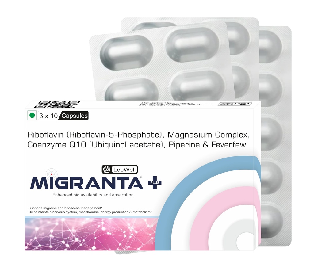 Leewell Migranta Plus Migraine Supplements, 30 Capsules