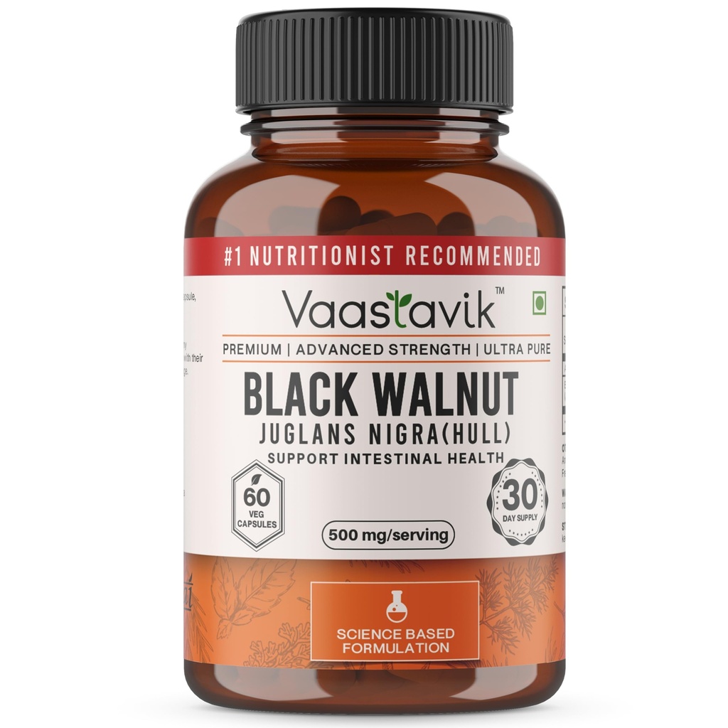 Vaastavik Black Walnut Hull Capsules Juglans Nigra Supplements 500 mg