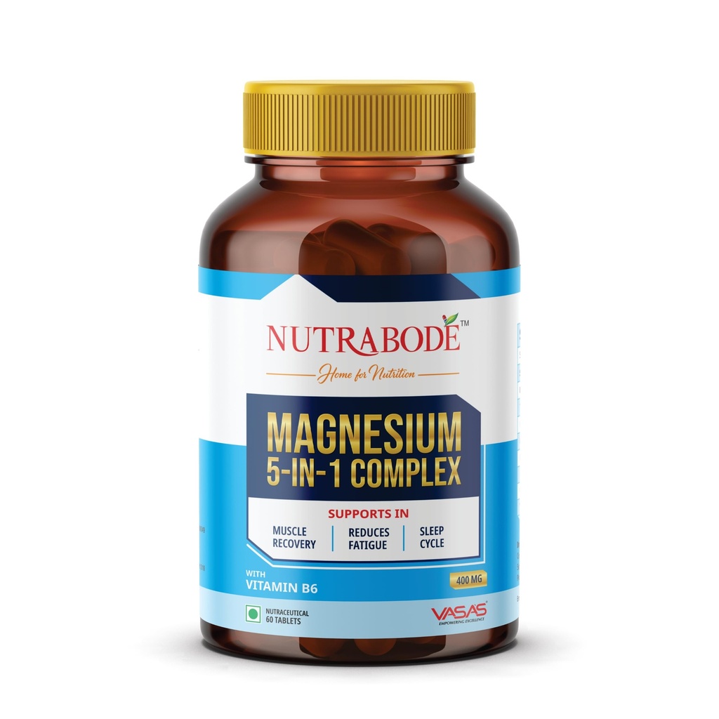 MAGNESIUM COMPLEX TABLETS With Magnesium Bisglycinate, L-Threonate, Citrate, Oxide, Aquamin along with B6 | Muscle, Nerve & Energy Support , High Absorption 400mg Elemental , 5-IN-1 one Formula, | 60 Tablets