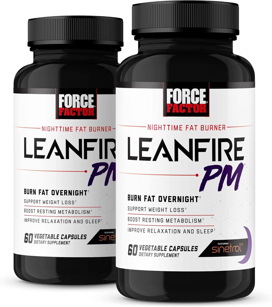 Jõufaktor LeanFire PM, kaalulangus pillid naistele ja meestele, rasvapõletaja ja üleöö kaalulangus pillid põletada rasva, suurendada ainevahetust, koos melatoniini, 60 Count (pakk 2)