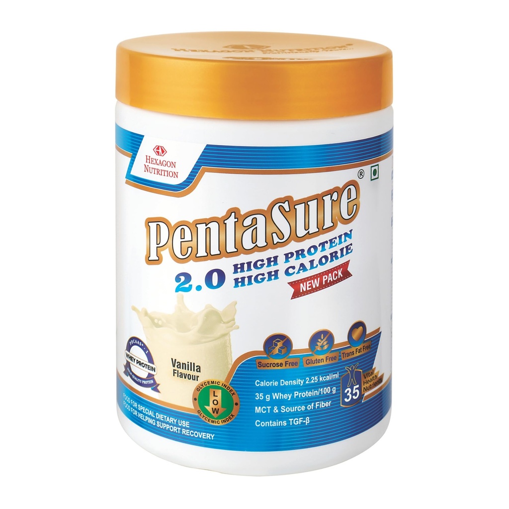 PENTASURE 2.0 High Protein High Calorie | Lean Mass Gainer Powder | Weight Gain Supplement with Vitamin & Mineral | Vanilla flavor - 400g | 34.7g Protein per 100g