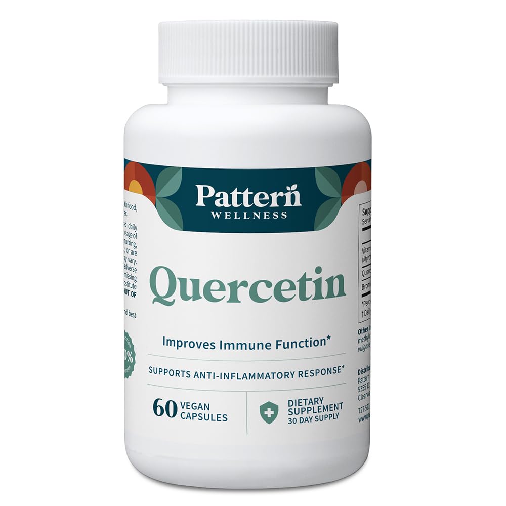 Pattern Wellness Quercetin Supplement koos Bromelain - Immuunfunktsiooni ja Cellular Health Support - Antioksüdant ja kogu keha heaolu - 60 Vegan kapslit