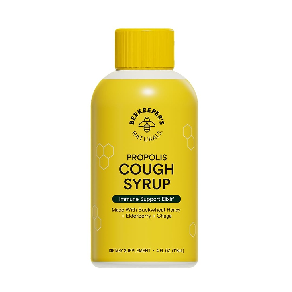 Mesiniku loodus Propolis Honey Cough Syrup Täiskasvanute jaoks Elderberry, Bee Propolis, Tatar Honey - Immune Support & Throat Soothing, 4 oz