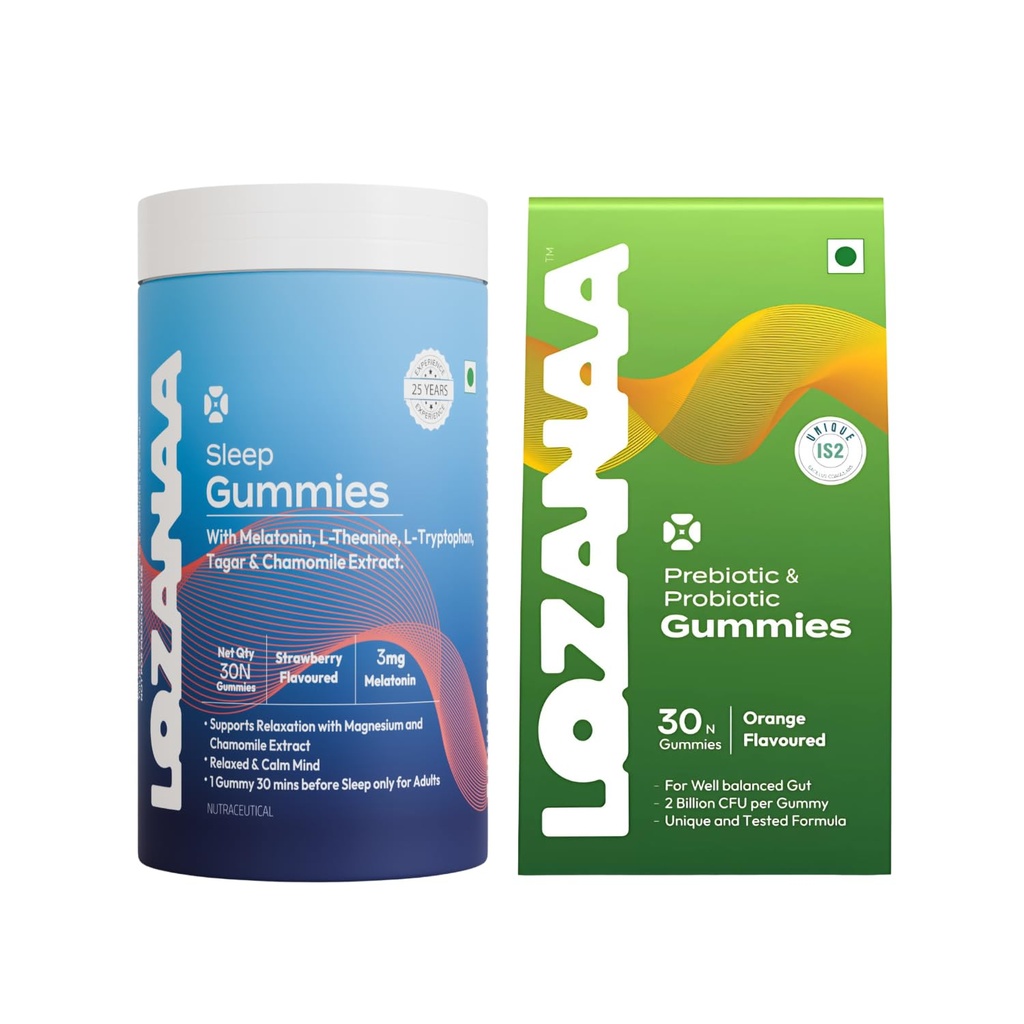 Sleep & Gut Balance Combo | Sleep Gummies + Probiotic Gummies | Supports Deep Sleep, Digestion & Gut Health | Melatonin Sleep Aid + Probiotics for Bloating, Stress & Night Recovery