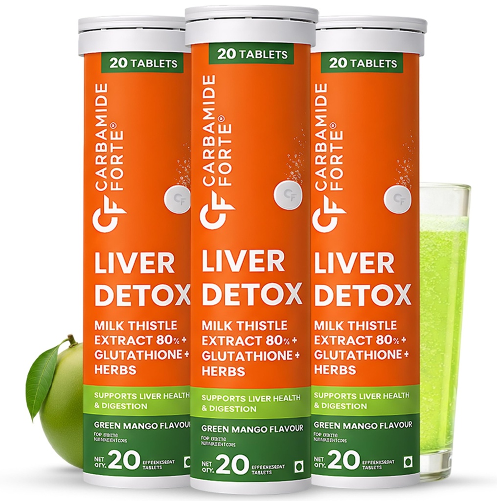 Carbamide Forte Liver Detox Supplement | Fatty Liver Detox Tablets with Clinically Researched Ingredients | Just Drop, Dissolve, Fizz & Drink | Green Apple Flavour - 60 Effervescent Tablets