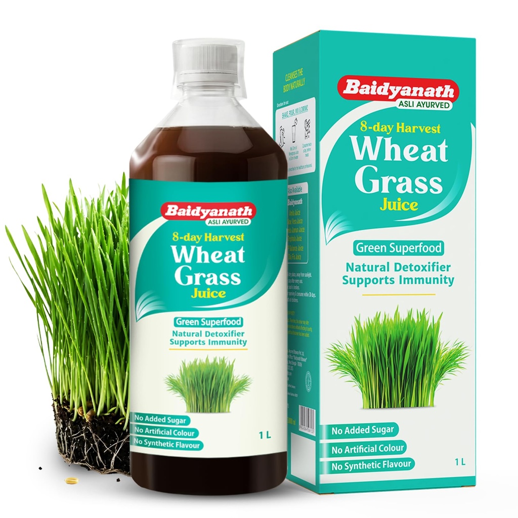 Baidyanath Wheatgrass Juice - 1L | Natural Liver detox & Gut cleanser Juice | Superfood for Weight & Cholesterol management |
