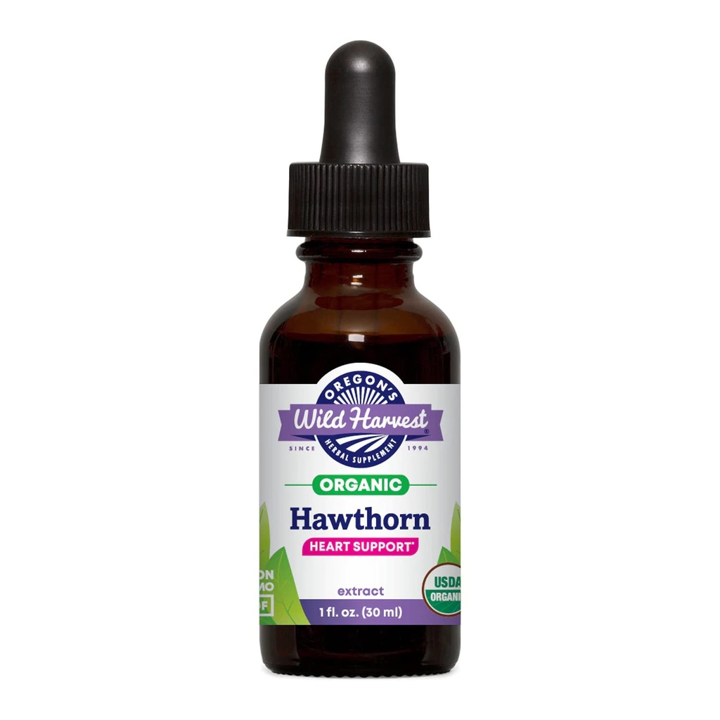 Oregoni Wild Harvest 1: 2 Fresh Organic Hawthorn Extract, 1 Fluid Ounce