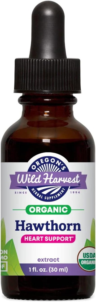 Oregoni Wild Harvest 1: 2 Fresh Organic Hawthorn Extract, 1 Fluid Ounce