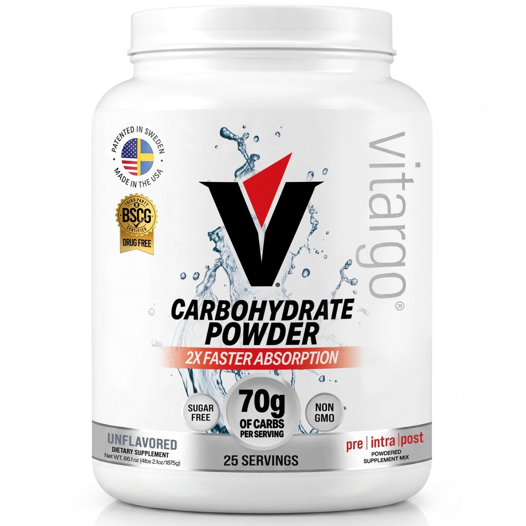 Vitargo Süsivesikute Pulber, 2X Kiirem Imendumine, 4.4 LB Tavaline, Pre, Intra & Post, Suhkruvaba Süsivesikute Kompleks Pulber Taastamiseks, Kestvus Ja Lihaste Kasv, Valmistatud USA-s