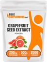 BulkSupplements.com Greipfruit Seed Extract Pulber - Greipfruit Seed Supplements, Antioksüdant Allikas - Taimne täiendus, Gluteenivaba, 250mg per Serving, 500g (1,1 naela) (pakk 1)