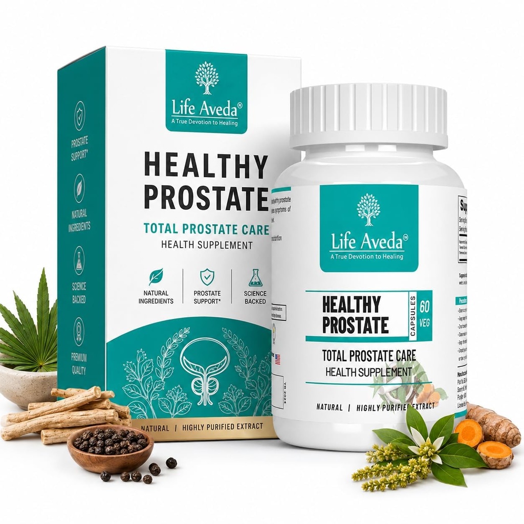 Life Aveda Healthy Prostate Care Capsule for men - 60 Capsules – Ayurvedic Prostate Support Supplement with Gokshura & Other Herbal Extracts – Helps Support Urinary Flow & Men’s Wellness