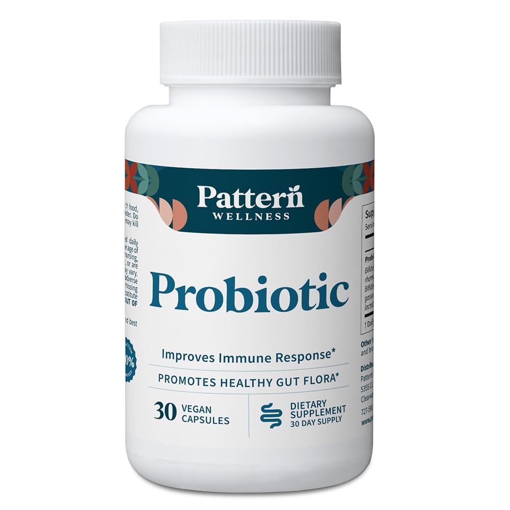 Pattern Wellness Probiootiline täiendus - 51 miljardit CFU - toetab seedetrakti tasakaalu ja soolestiku heaolu - teadlikult hangitud, mitte-GMO - 30 vegankapslit