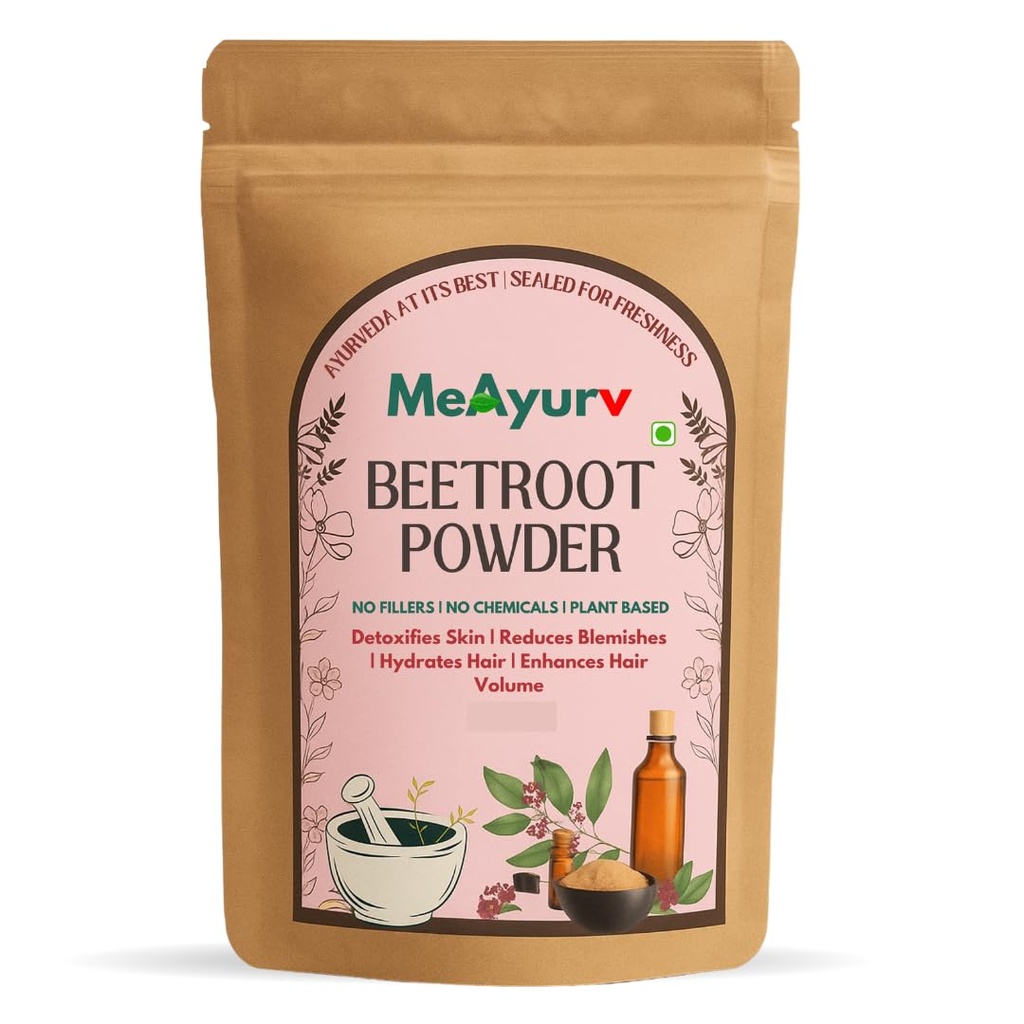 Organic Beetroot Powder for Glowing Skin, Pink Lips & Hair Growth, Organic Chukandar Powder for DIY Face Pack, Juicing & Natural Beauty (227g)