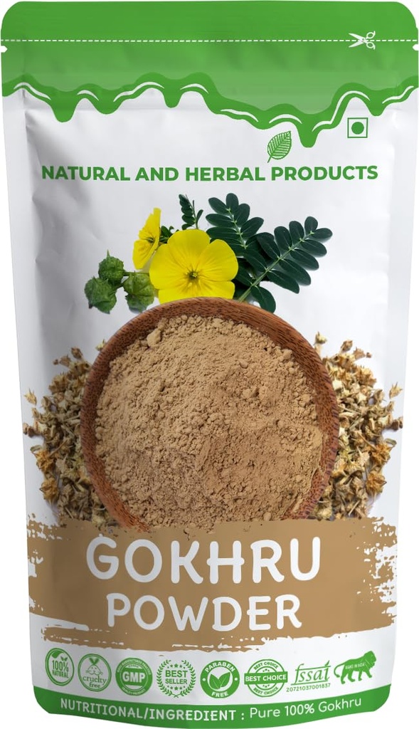 Gokharu Powder Gokharu Churan | Gokhru, Gokshura | 100 gm - Pack of 1 | Food Grade, Eating, Drinking, Juice, Edible | 100% Pure Herbal Organic | Natural | Can Be Use Both Women & Men