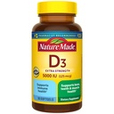 Loodus Made Vitamiin D3 5000 RÜ (125 mcg) Softgels, ekstra tugevus D-vitamiini täiendus luude ja immuunsüsteemi tervise toetamiseks, 90 Softgels, 90 päeva pakkumine