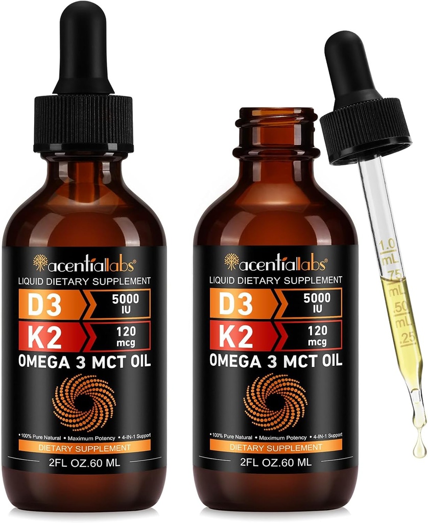 Vitamiin D3 K2, Vitamiin D tilgad, Vitamiin D3 K2, Vedel Vitamiin D, Vitamiin D Vedel, Orgaaniline Vitamiin D, D3 K2 Vitamiinilisand, Vitamiin D3 ja K2,D3 K2 Vitamiin Supplement(2pack)